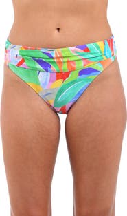 La Blanca Tropi-flage Shirred Bikini Bottoms