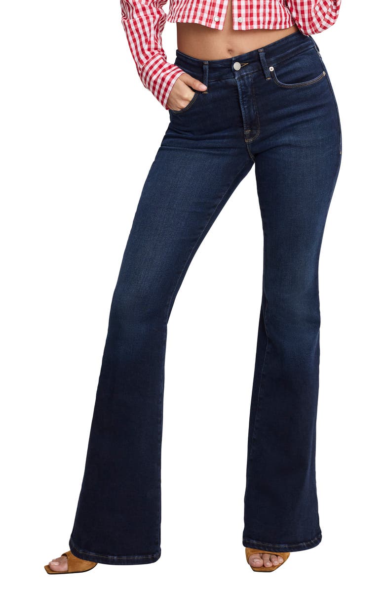 Good American Dolly Joleans Flare Jeans, Main, color, Indigo1020
