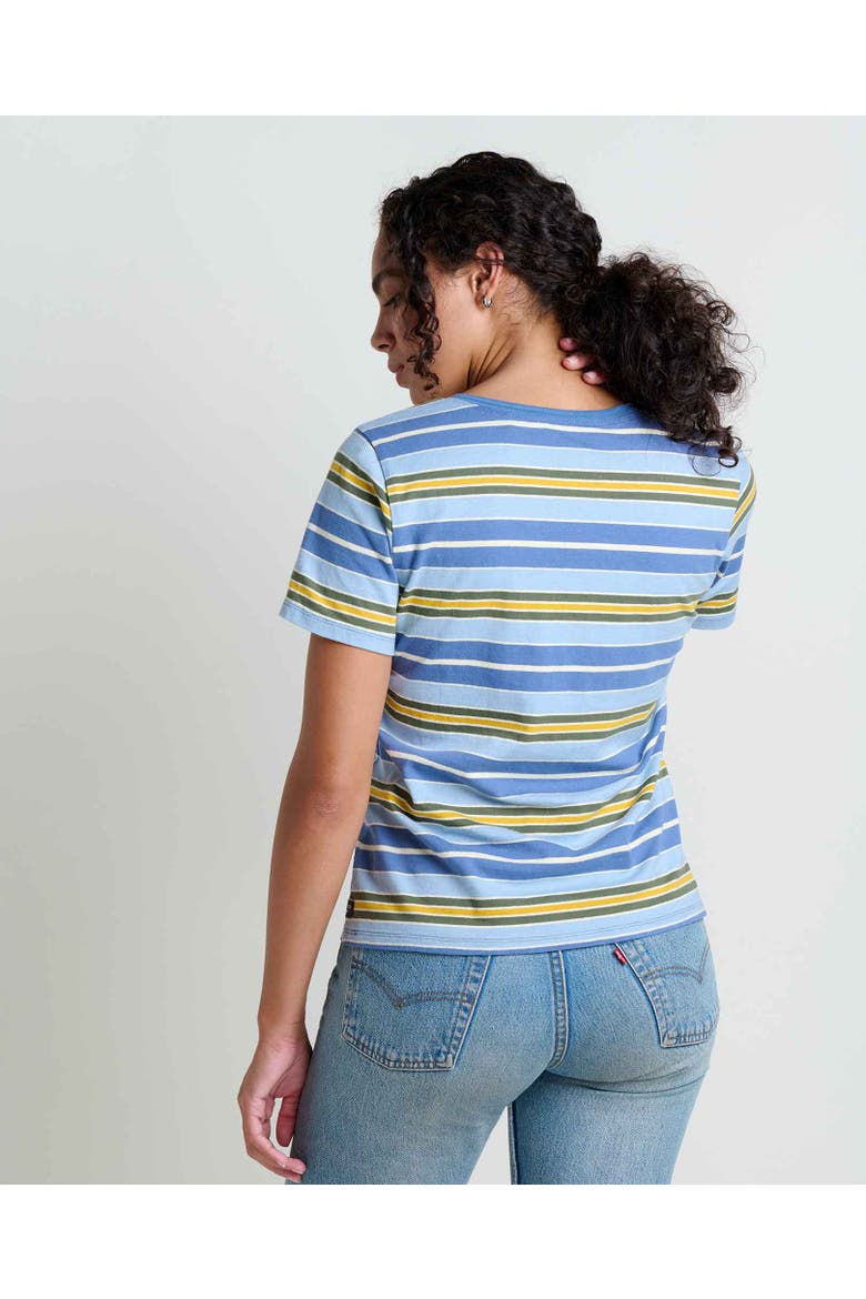 Women's Grom V-Neck Short Sleeve Shirt, Alternate, color, Weathered Blue Stripe