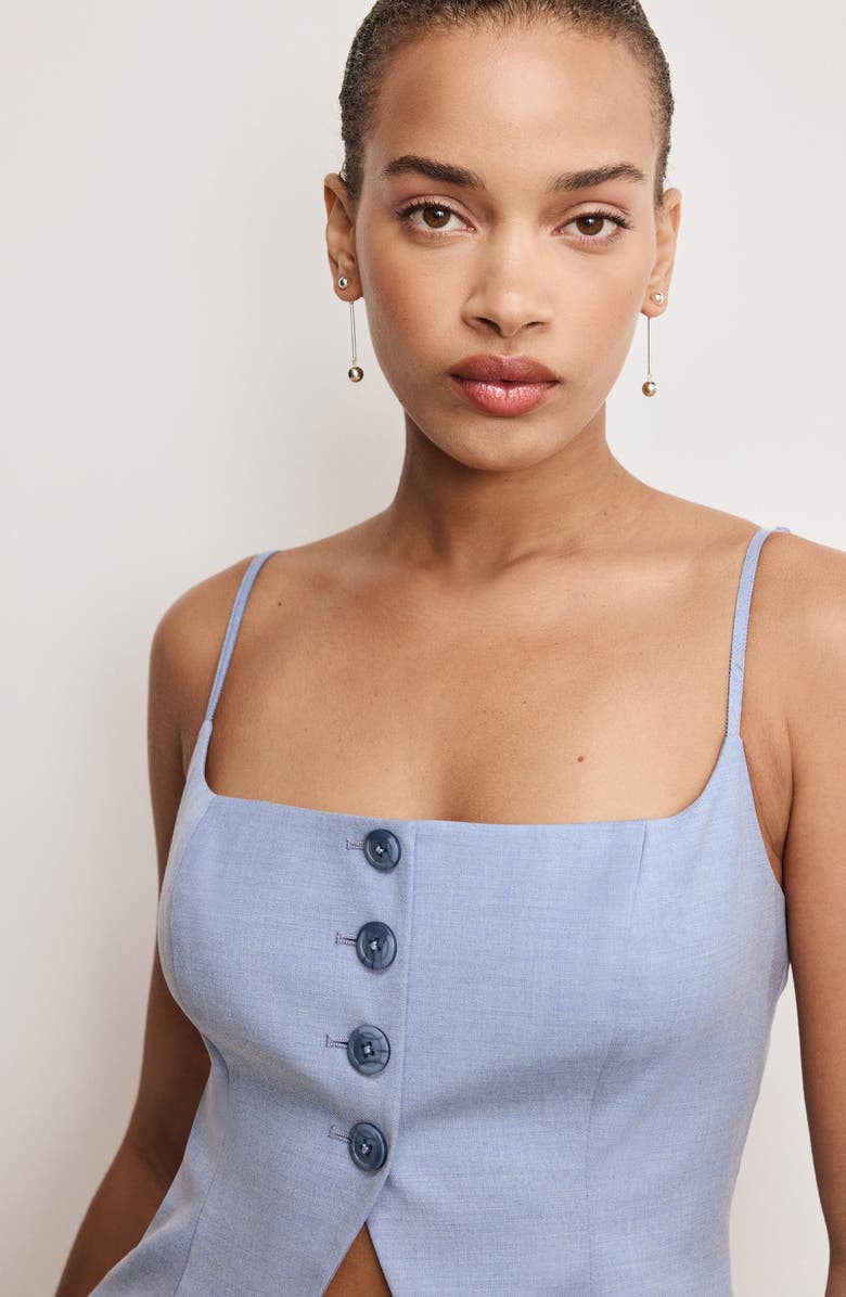 Good American Twill Suiting Camisole, Alternate, color, Crosshatch Blue001