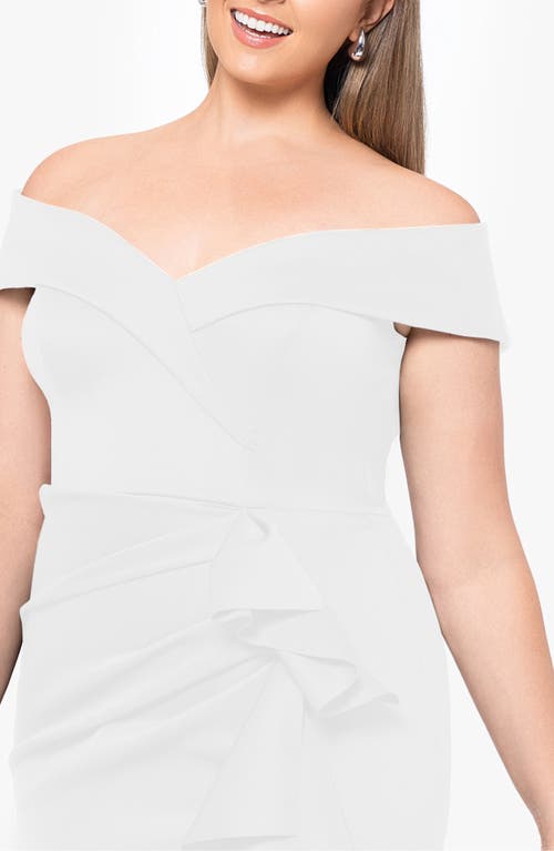 Xscape Evenings Ruffle Off The Shoulder Scuba Crepe Cocktail Dress