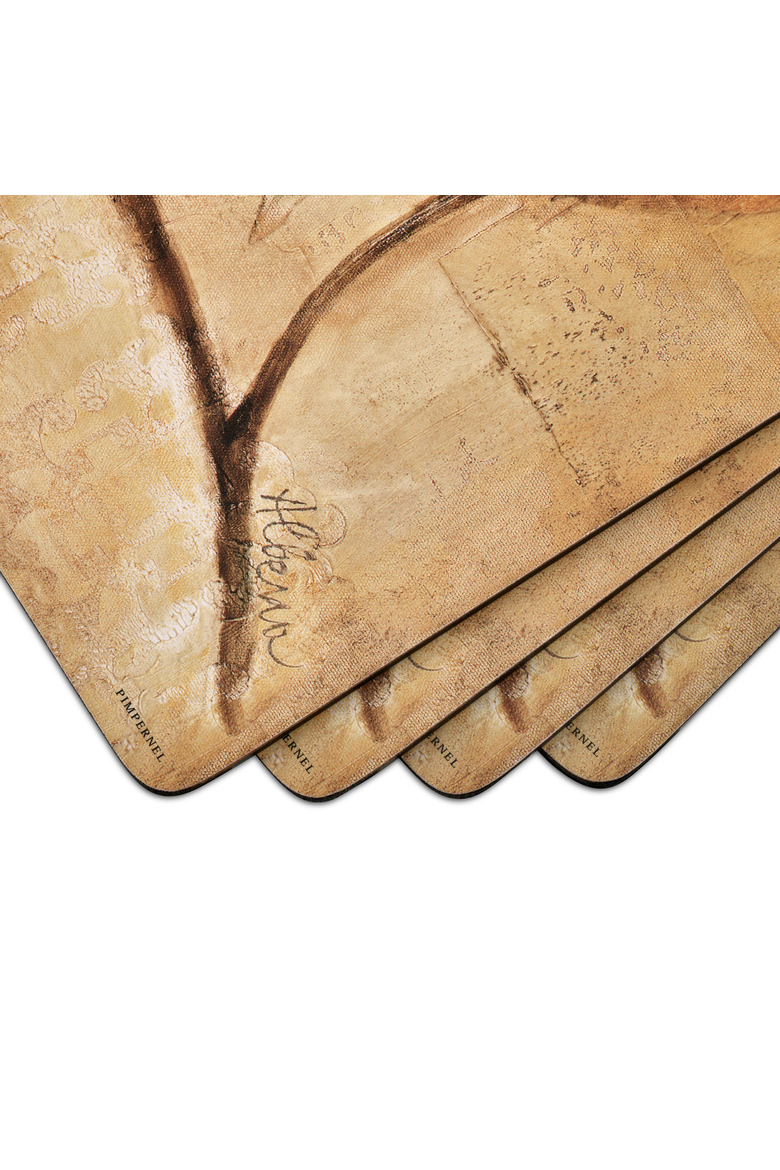 Sugar Magnolia Set of 4 Cork Back Placemats, Alternate, color, Beige