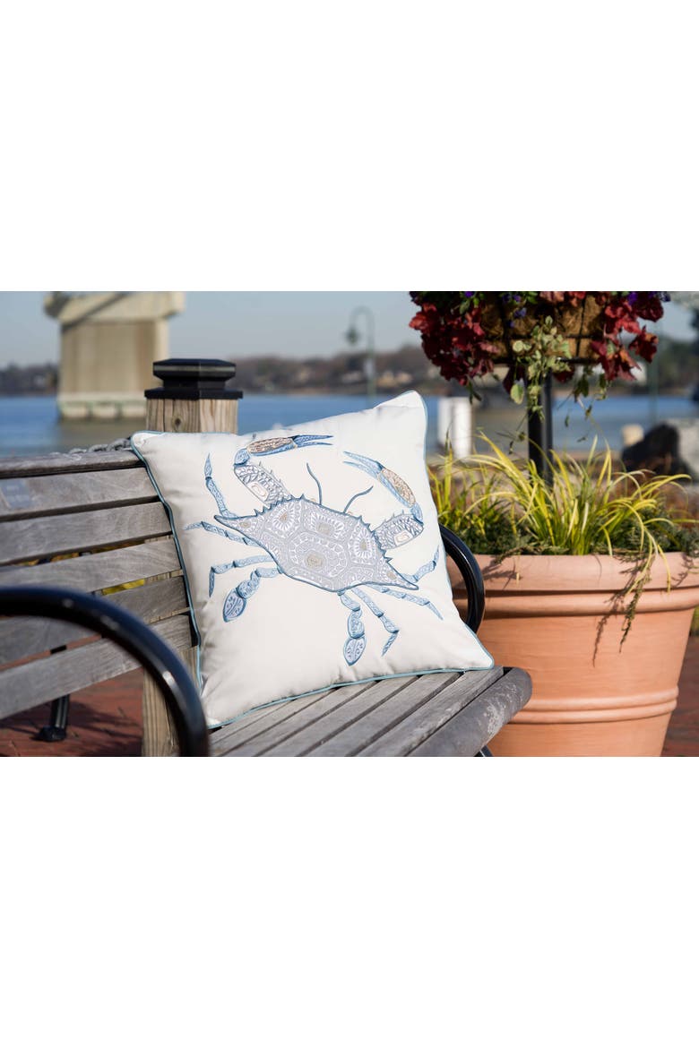 Sea Glass Crab Indoor/Outdoor Accent Throw Pillow 20" x 20", Alternate, color, Blue