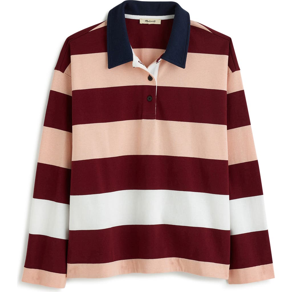 Madewell Long Sleeve Rugby Polo Shirt in Cabernet