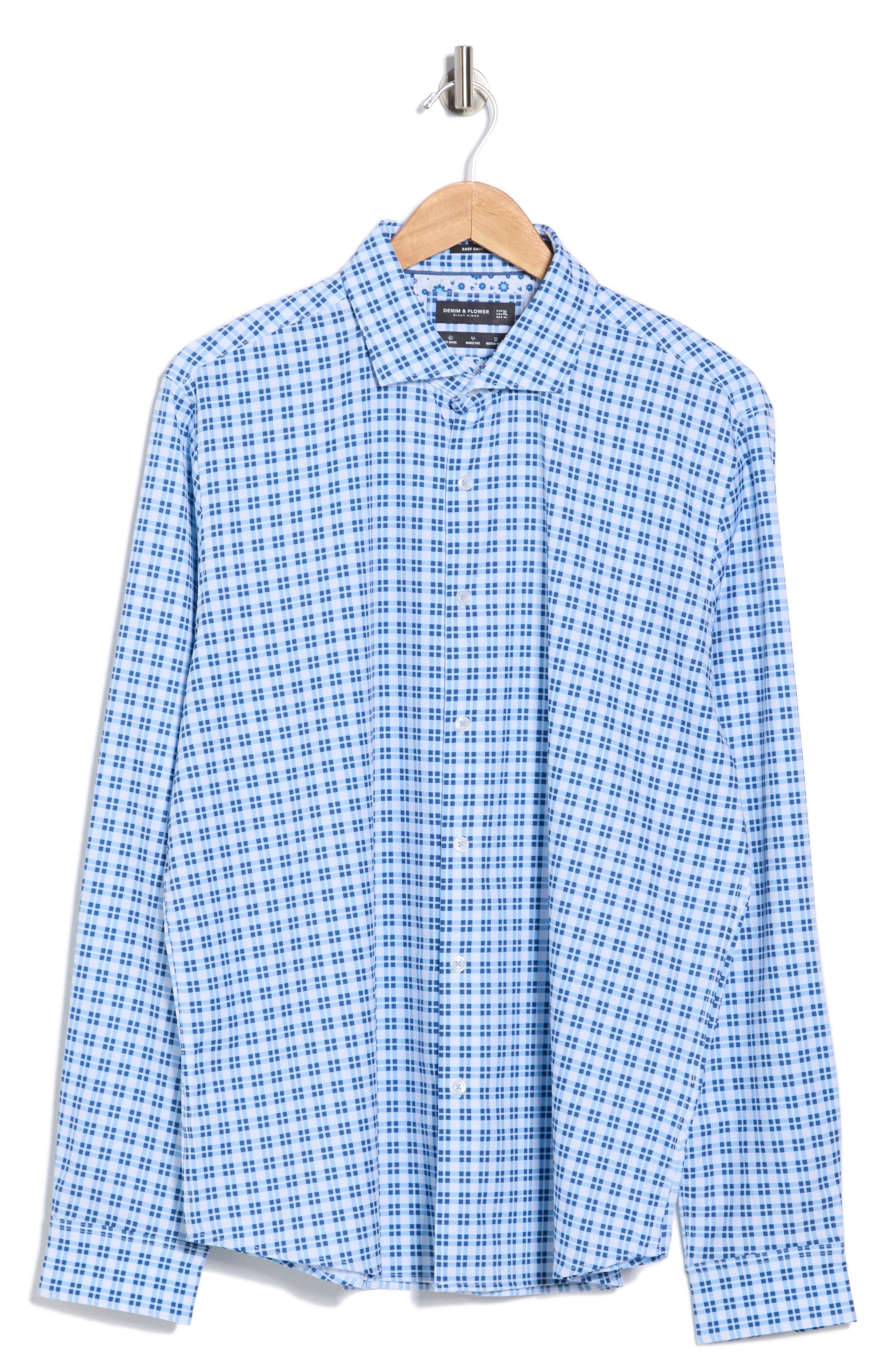 DENIM AND FLOWER Plaid Stretch Button-Up Shirt