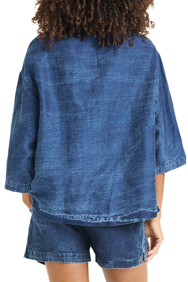 Jaida Organic Cotton & Linen Denim Cover-Up Shirt, Alternate, color, INDIGO