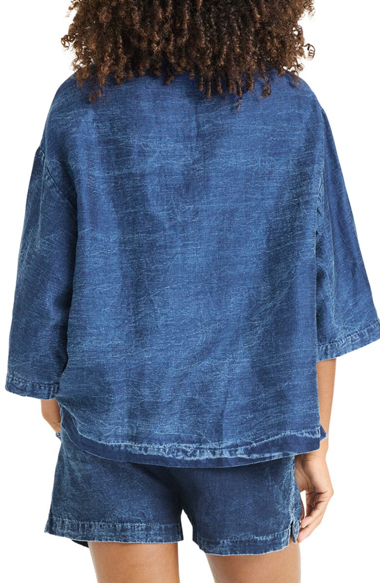 Vitamin A<sup>®</sup> Jaida Organic Cotton & Linen Denim Cover-Up Shirt, Alternate, color, Indigo