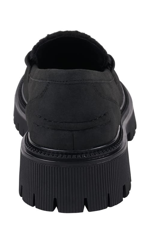 Good Choice New York Vince Faux Shearling Lug Sole Platform Loafer In Black