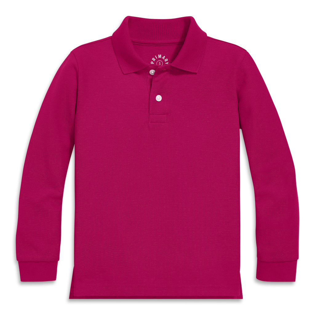 Primary Long Sleeve Pique Polo In Pink