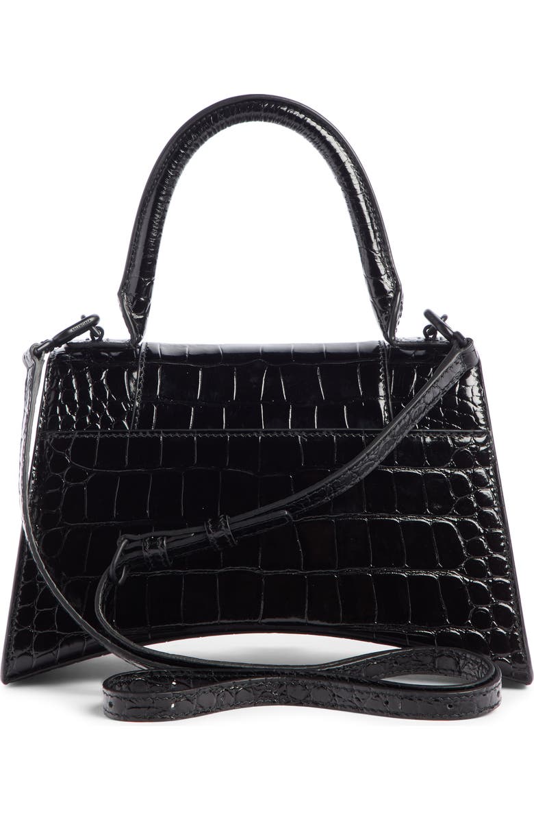 Balenciaga Extra Small Hourglass Croc Embossed Leather Top Handle Bag, Alternate, color,