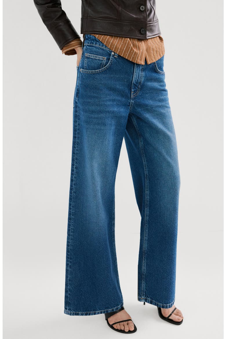 Low Rise Wide Leg Jeans, Main, color, DARK BLUE