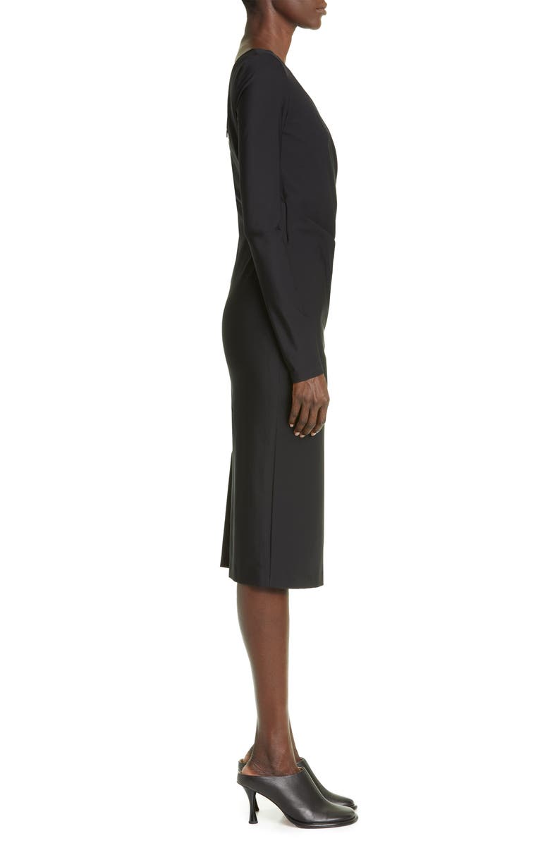 Max Mara Riber Gathered Long Sleeve Jersey Midi Dress, Alternate, color, 
