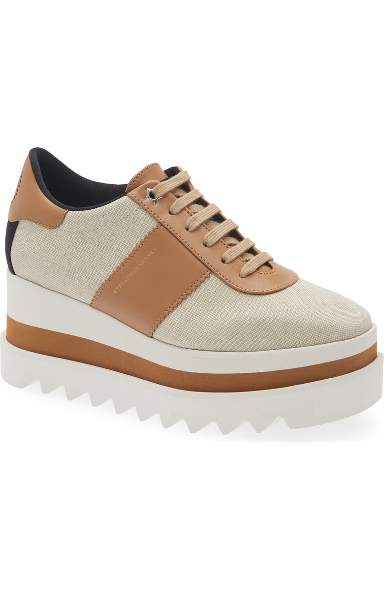 Stella McCartney Sneakelyse Platform Canvas Sneaker, Main, color, Ecru