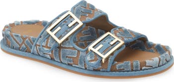Fendi Feel Velvet Jacquard Dual Strap Slide Sandal (Women Fendi Feel Velvet Jacquard Dual Strap Slide Sandal (Women