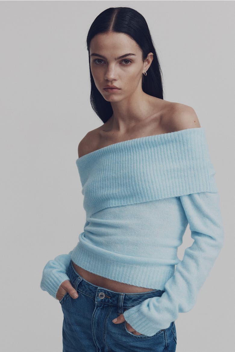 Off-the-shoulder Jumper, Main, color, Light blue