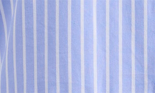 Shop Eliza J Stripe Tiered Cotton Blend Shirtdress In Blue/white Stripe