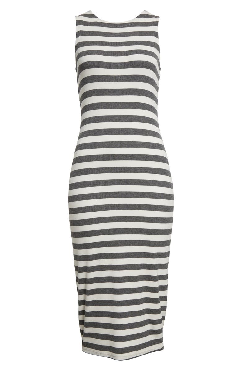 L'AGENCE Stripe Racerback Midi Dress, Alternate, color, Marengowh