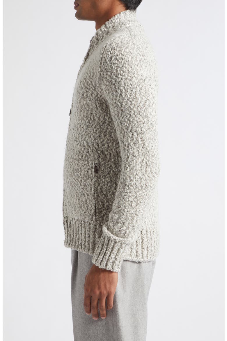 Stretch Wool Blend Full Zip Sweater, Alternate, color, 05 BROWN