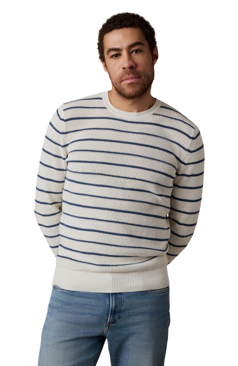 Faherty Sunwashed Stripe Organic Cotton Sweater, Alternate, color, Ivory Night Stripe