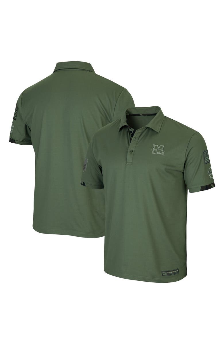 COLOSSEUM Men's Colosseum Olive Marshall Thundering Herd OHT Military Appreciation Echo Polo, Alternate, color, 