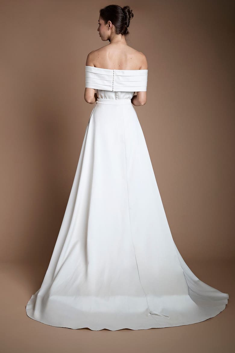 Wrap Bridal Overskirt, Alternate, color, Ecru