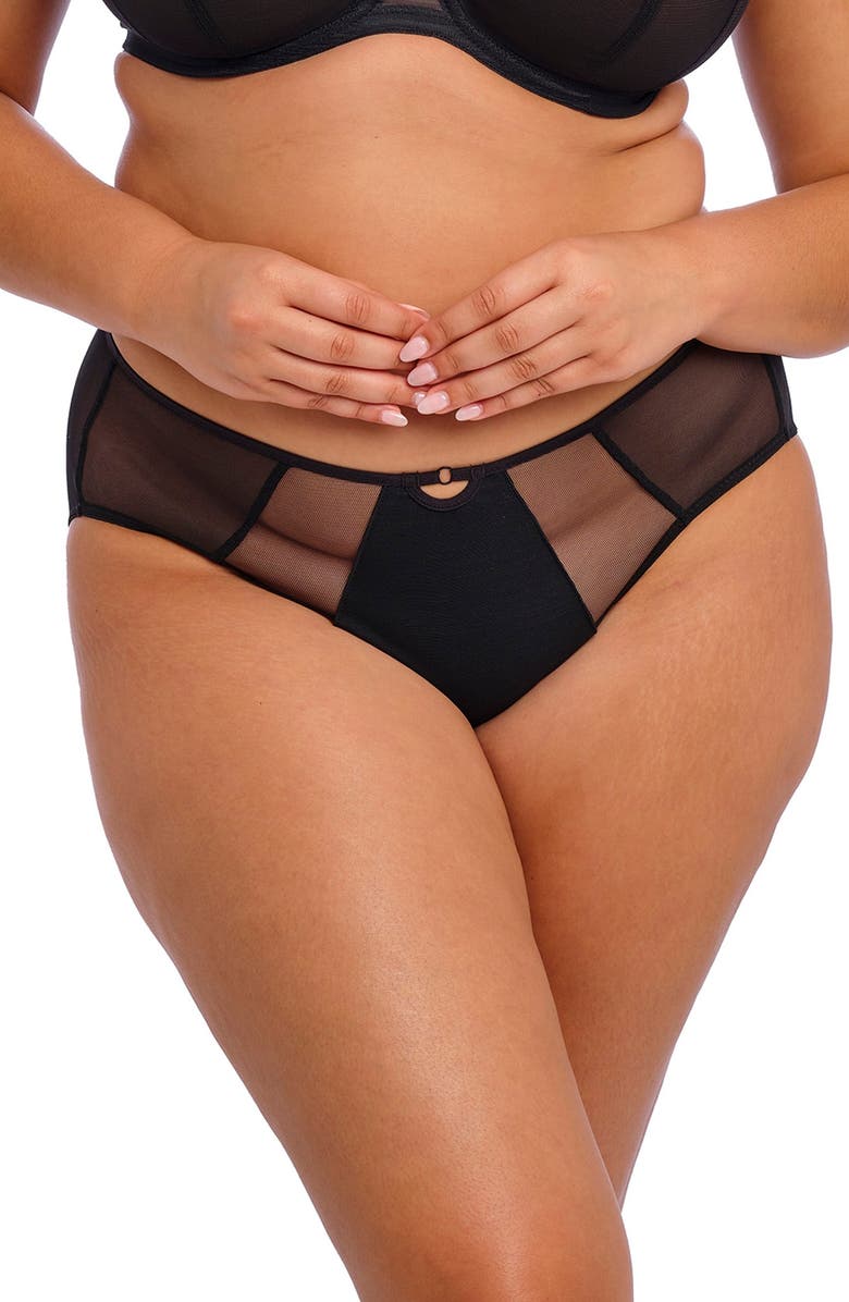 Elomi Sachi Full Figure High Waist Panties, Main, color, Black