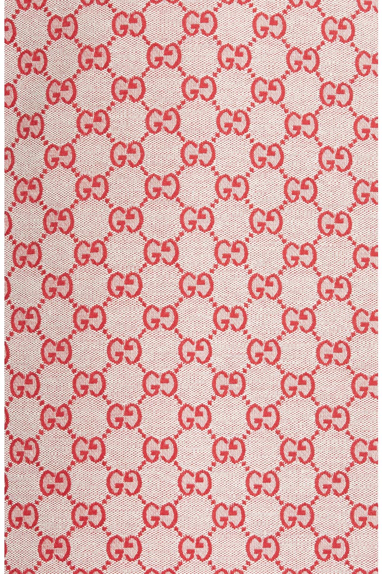 GG Print Canvas A-Line Skirt, Alternate, color, GARDENIA/ HIBISCUS RED