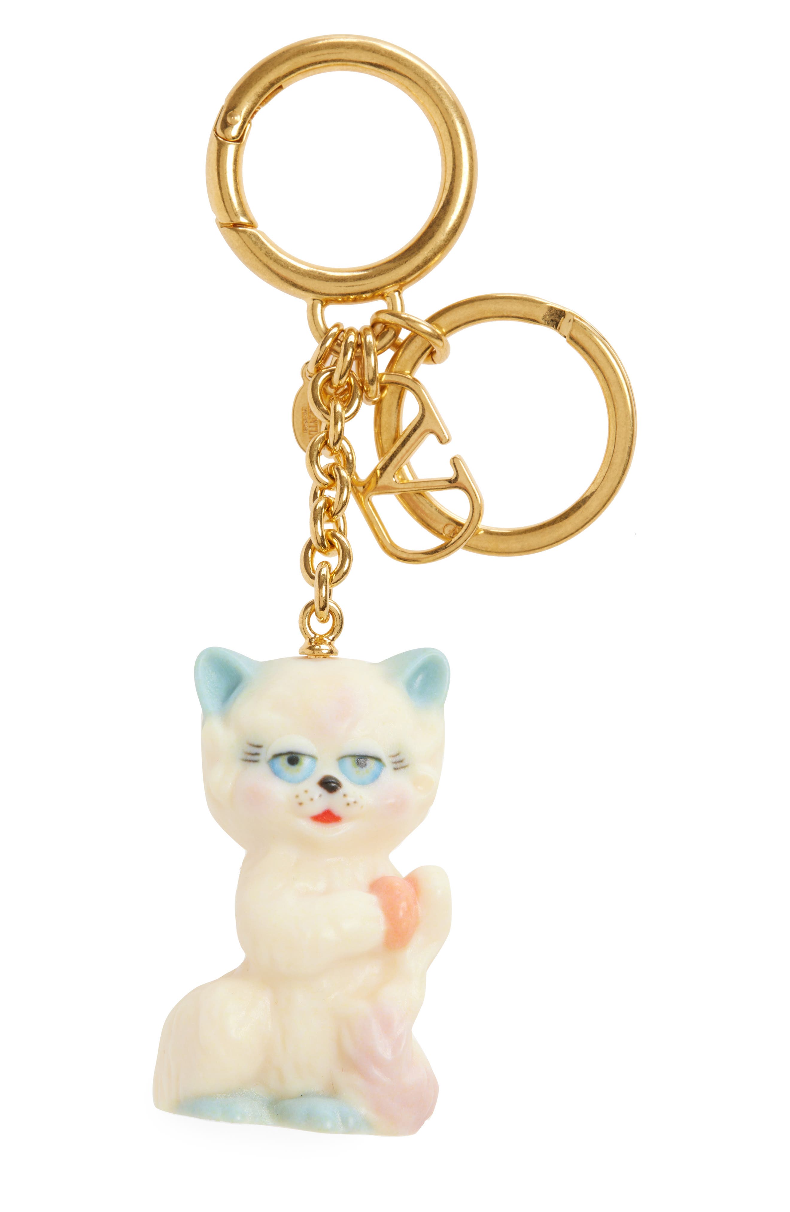 Valentino Garavani Le Chat de la Maison Key Chain Bag Charm, Main, color, Gold Multi