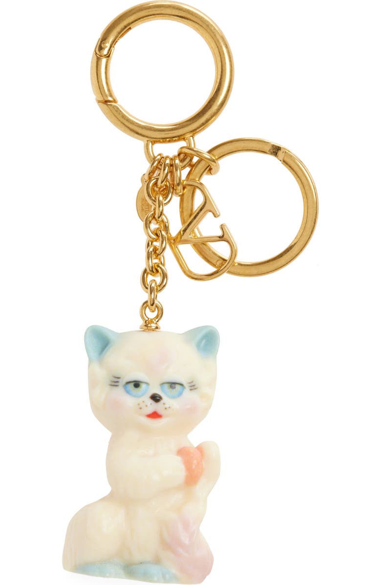 Valentino Garavani Le Chat de la Maison Key Chain Bag Charm, Main, color, Gold Multi