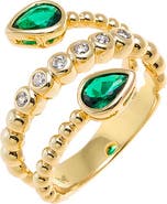 BY ADINA EDEN Colored CZ Double Teardrop Wrap Ring