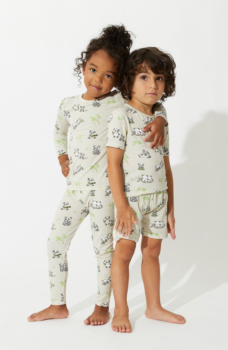 Bellabu Bear Kids' Panda Bear Fitted Two-Piece Short Pajamas, Alternate, color,