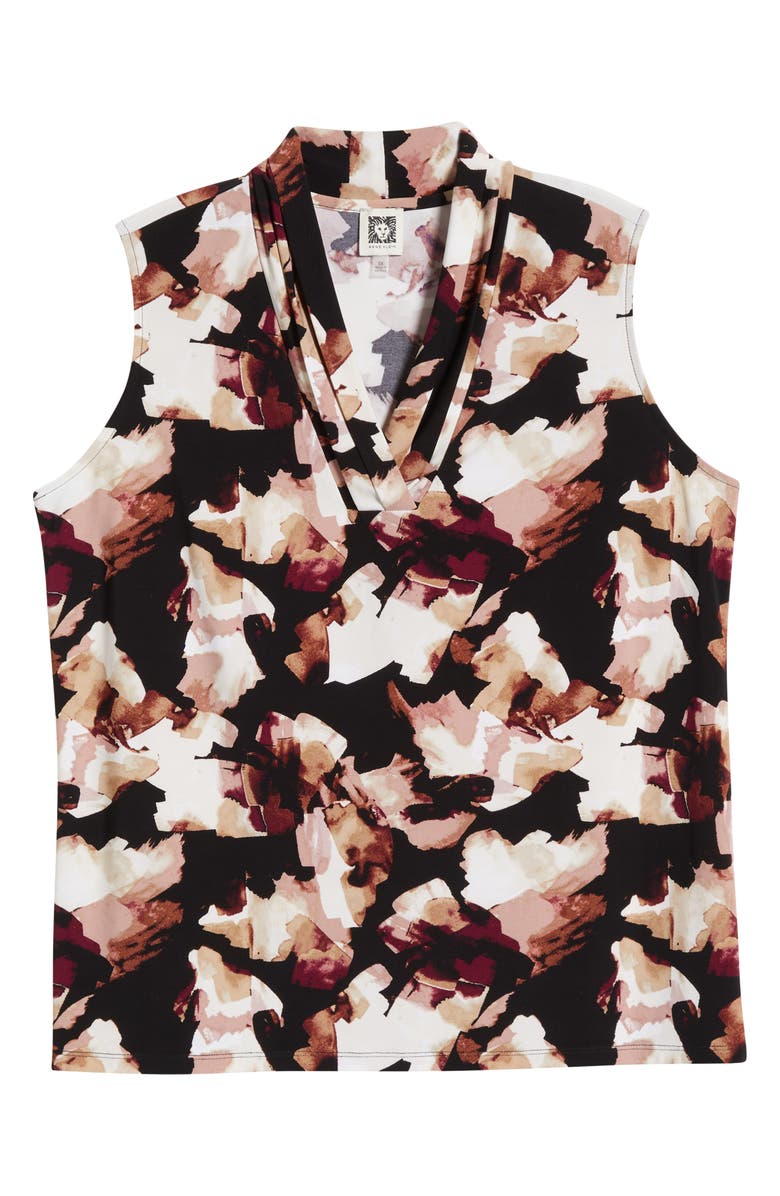 Anne Klein Abstract Print Triple Pleat Sleeveless Top, Alternate, color, 