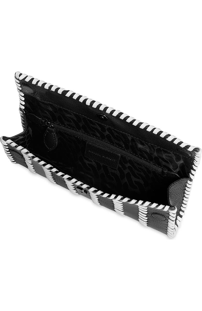 Rebecca Minkoff Whipstitch Patchwork Leather Clutch, Alternate, color, Black/ White