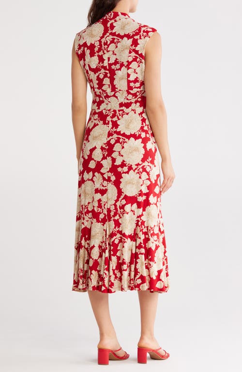 Tommy Hilfiger Cap Sleeve Stretch Jersey Midi Dress In Red