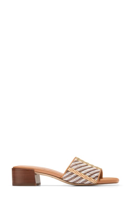 Cole Haan Calli Single Band Block Heel Slide Sandal In Striped Raffia/biscuit Leather