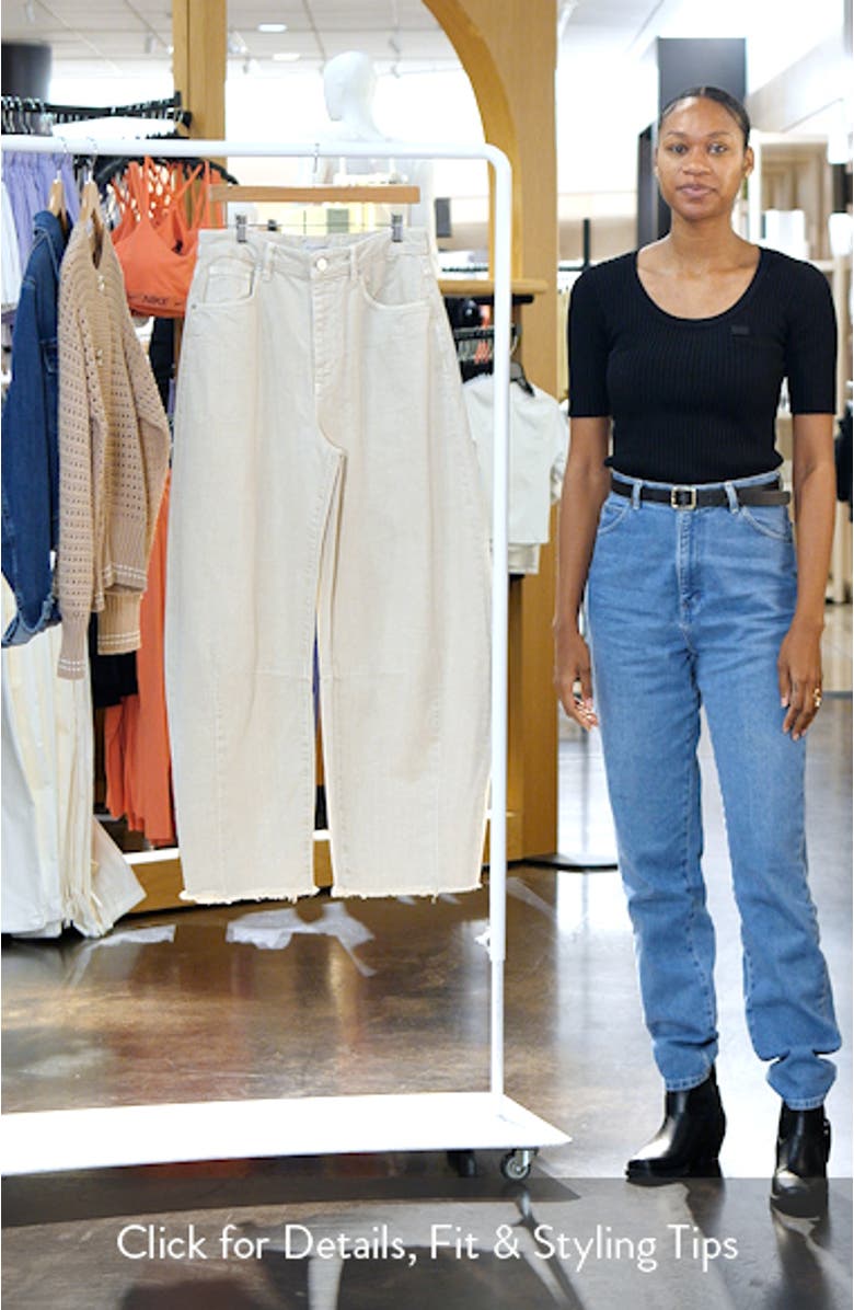 Jett Frayed Hem Loose Barrel Jeans, sales video thumbnail