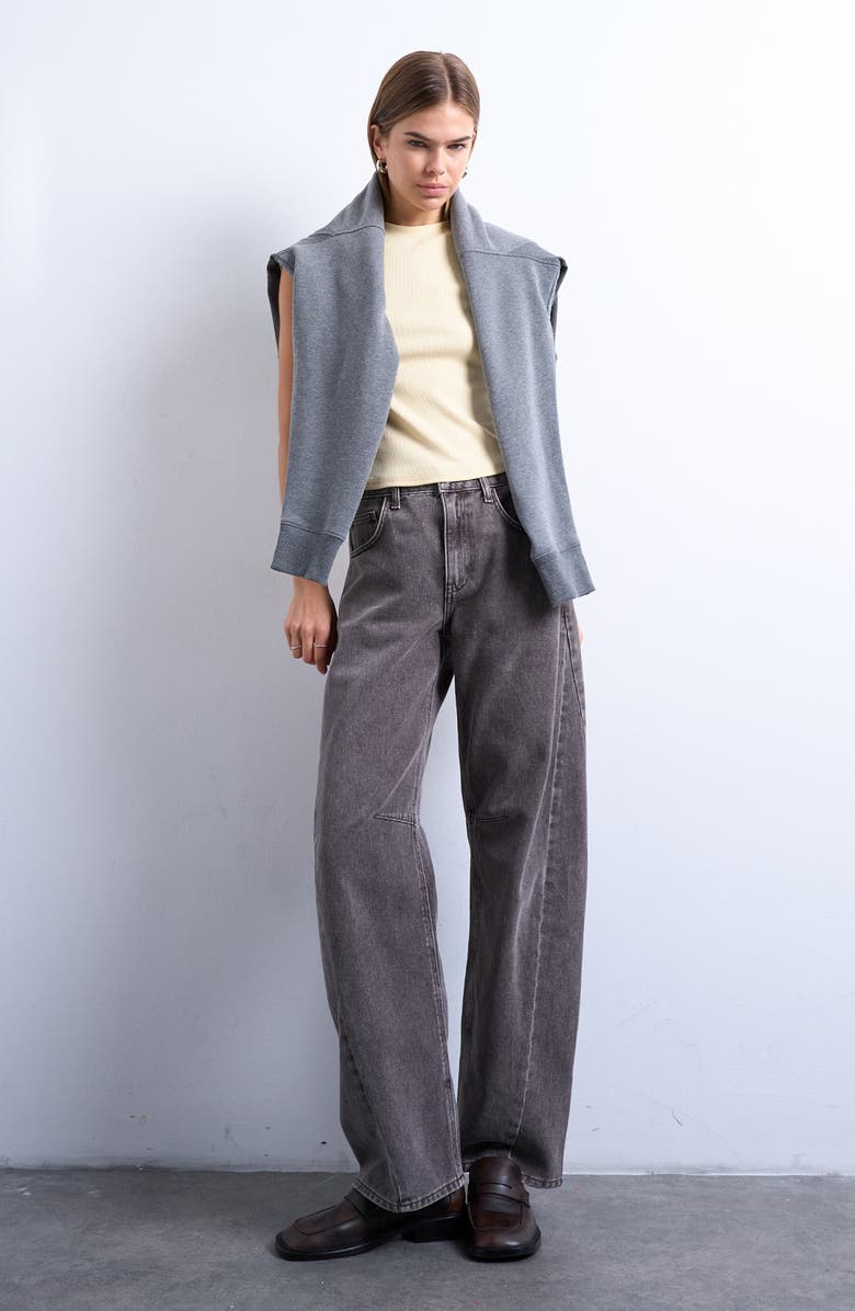 Topshop Rib Fitted Stretch Cotton T-Shirt, Alternate, color, Yellow