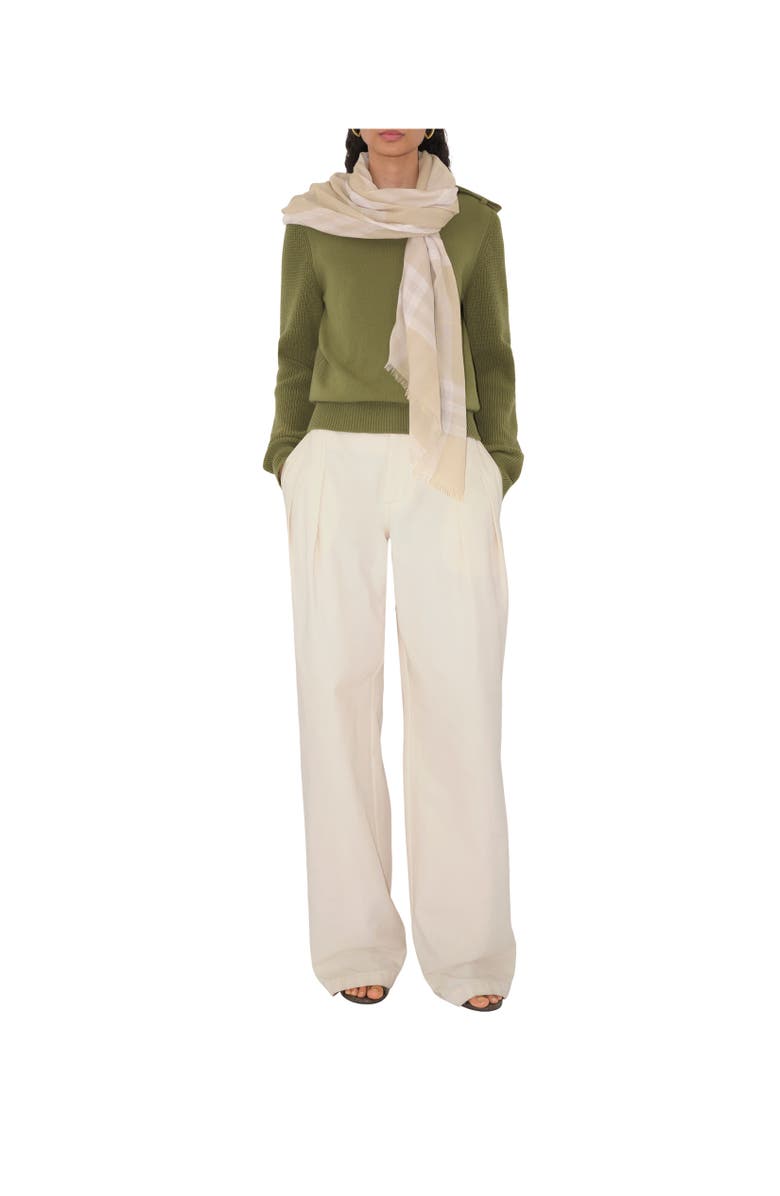 Burberry Wide Check Wool Scarf, Alternate, color, Smoke