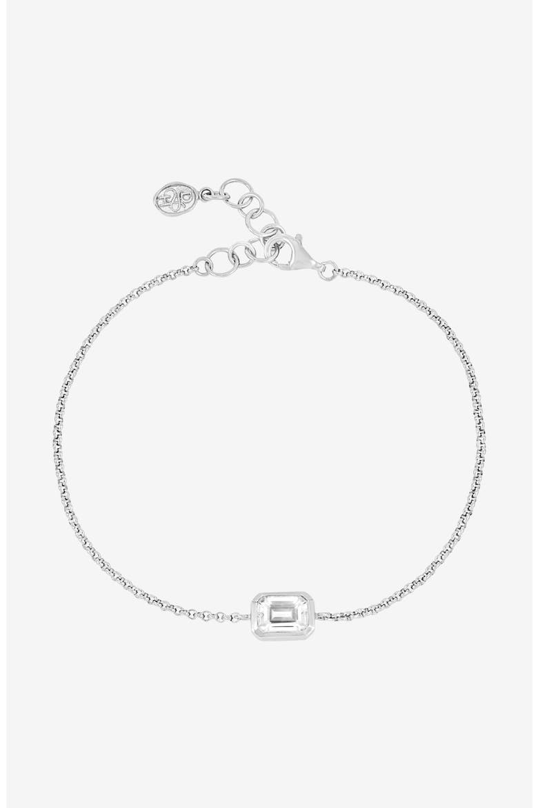 White Topaz Octagon Chain Bracelet, Main, color, Sterling Silver