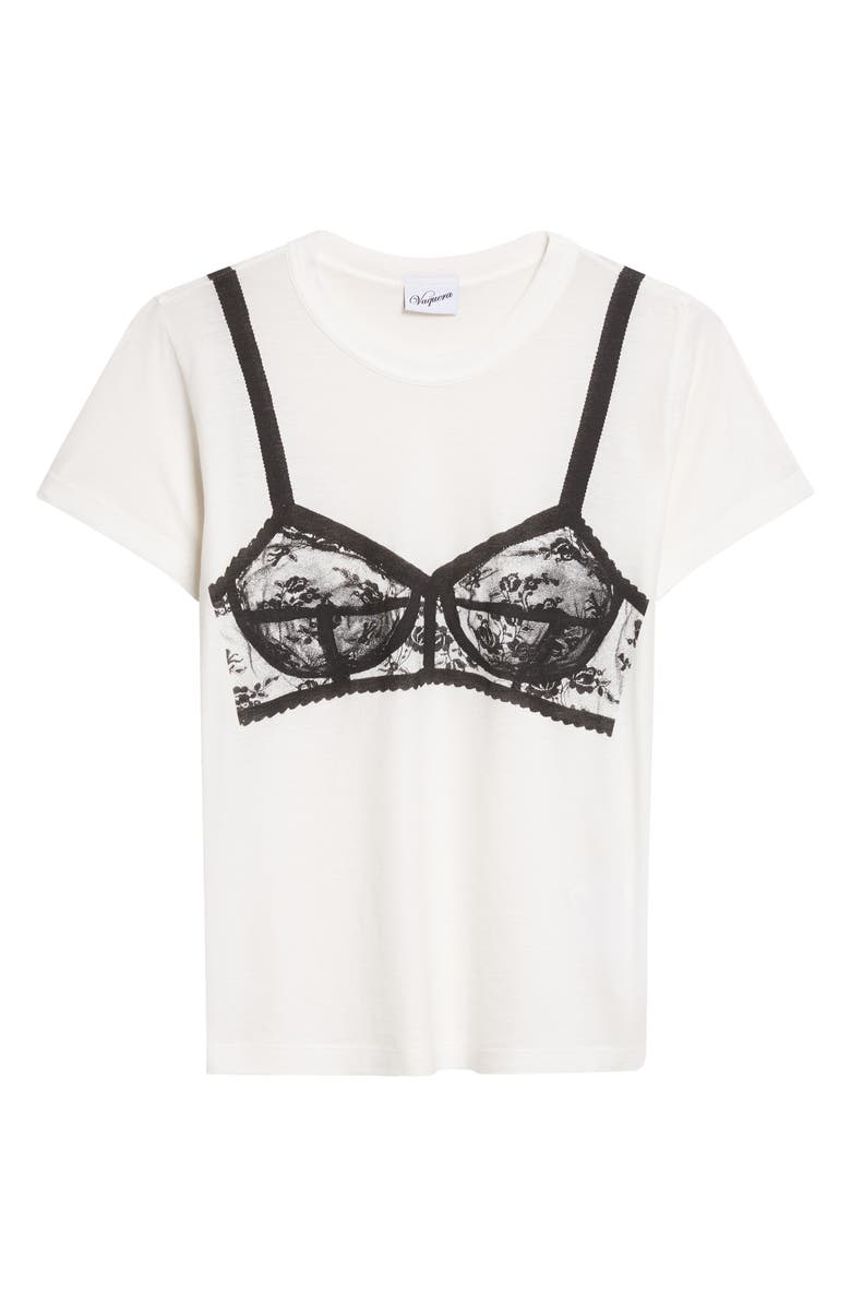 Vaquera Trompe l'Oeil Bra T-Shirt, Main, color, White