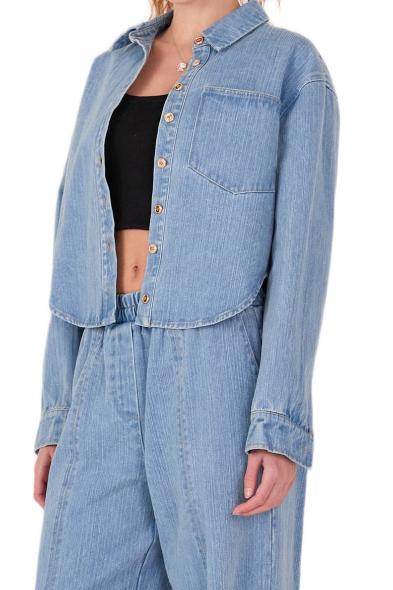 Crop Denim Button-Up Shirt, Alternate, color, DENIM