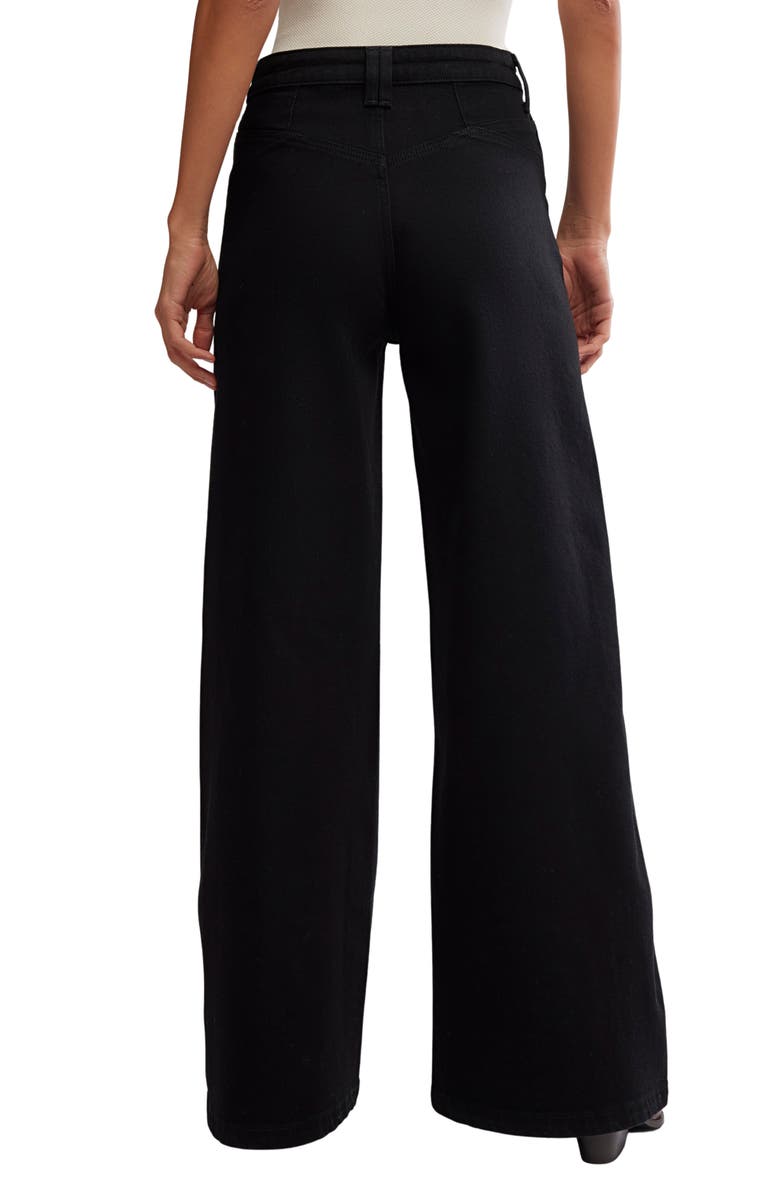 Free People Kellee High Waist Stretch Denim Palazzo Jeans, Alternate, color, Black Eyeliner