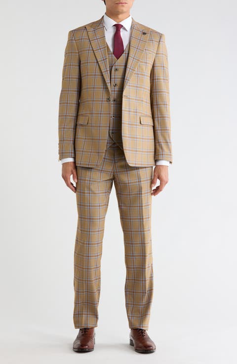 Windowpane Plaid 3-Piece Suit