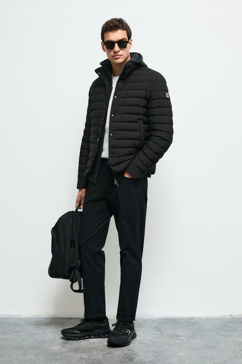 Men's Snap-button Goose Down Puffer Jacket, Alternate, color, Black