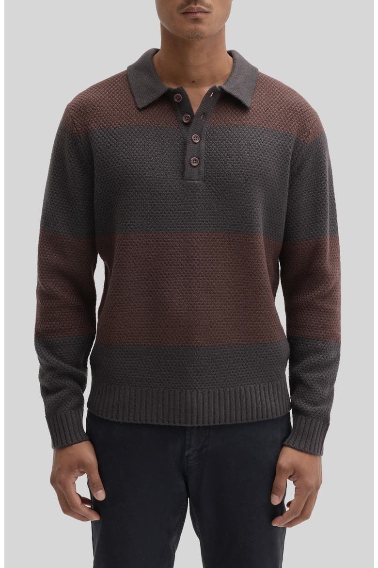 Sylvestro Long Sleeve Polo Sweater, Main, color, ESPRESSO