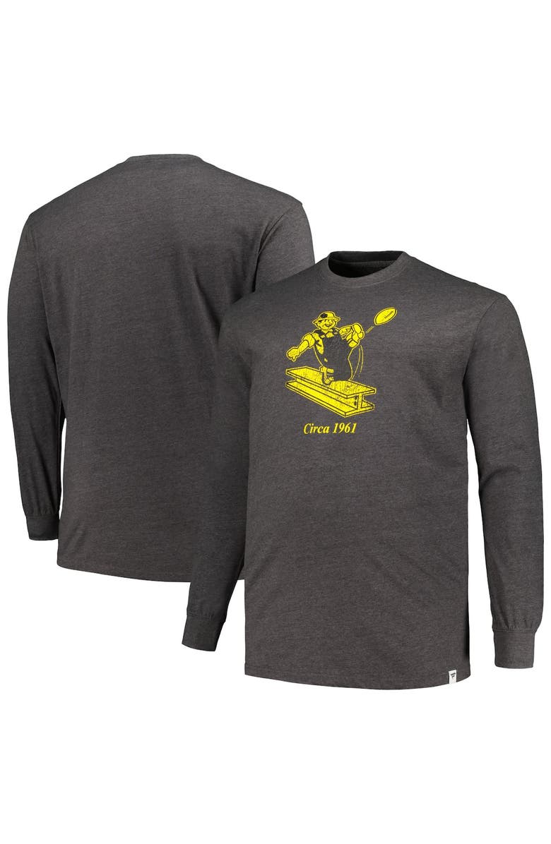 PROFILE Men's Profile  Heather Charcoal Pittsburgh Steelers Big & Tall Throwback Long Sleeve T-Shirt, Alternate, color, 
