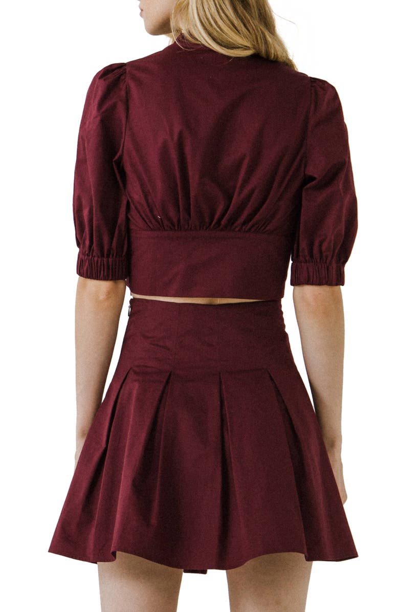 Endless Rose Tie Front Crop Shirt, Alternate, color, Burgundy
