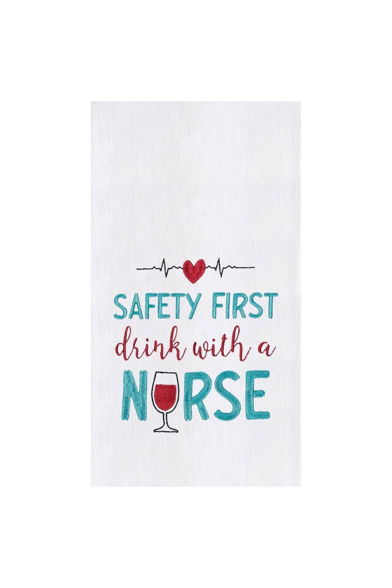 Drink With A Nurse Kitchen and Bathroom Embroidered Hand Towel, Main, color, Blue