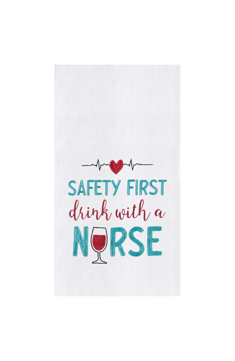 C&F Home Drink With A Nurse Kitchen and Bathroom Embroidered Hand Towel, Main, color, Blue