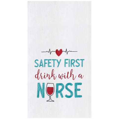 Drink With A Nurse Kitchen and Bathroom Embroidered Hand Towel